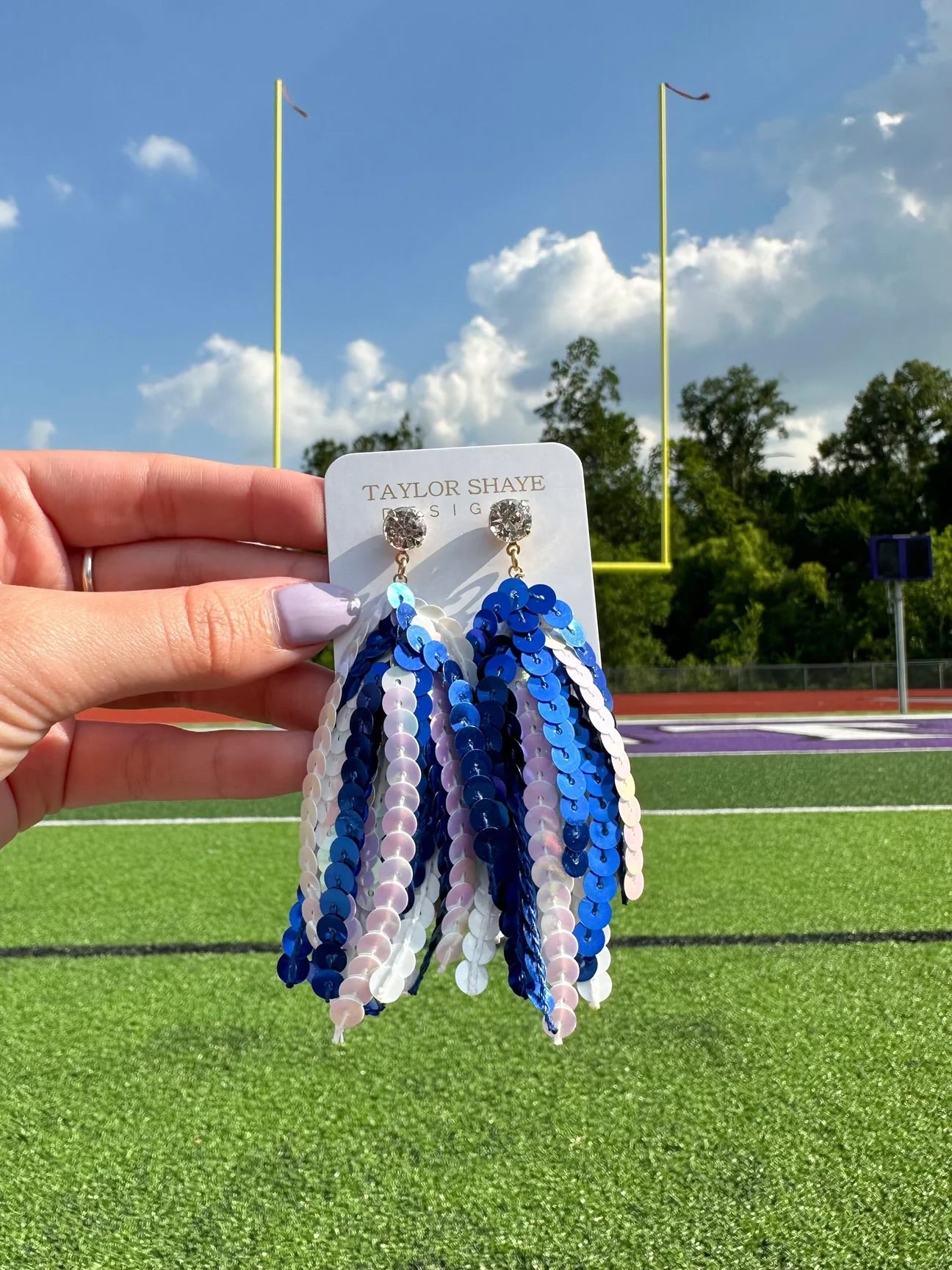 Blue & White Tassels