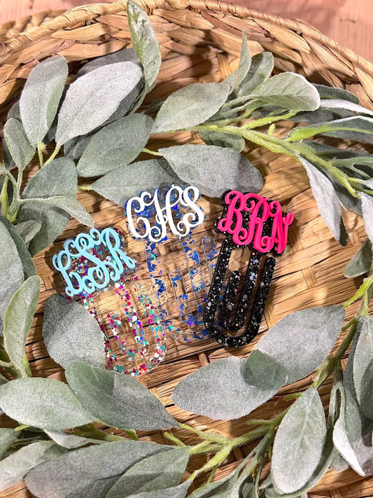 Acrylic Paperclip Bookmarks w/Monogram (MOQ 5)