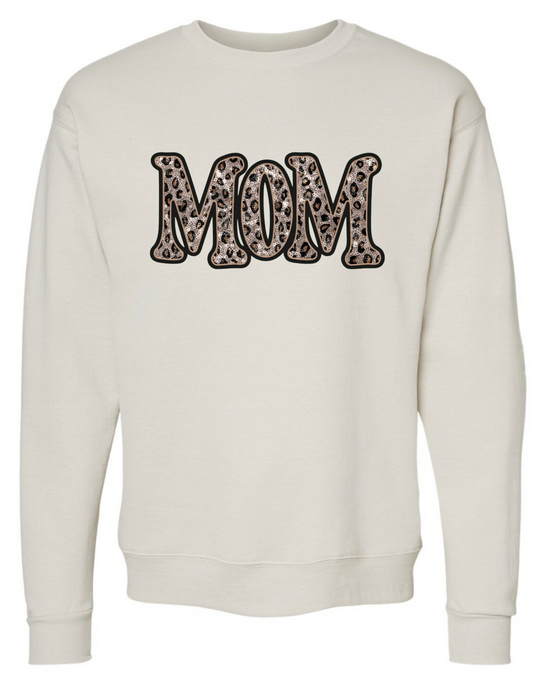 Mom Faux Cheetah Print Crewneck Sweatshirt