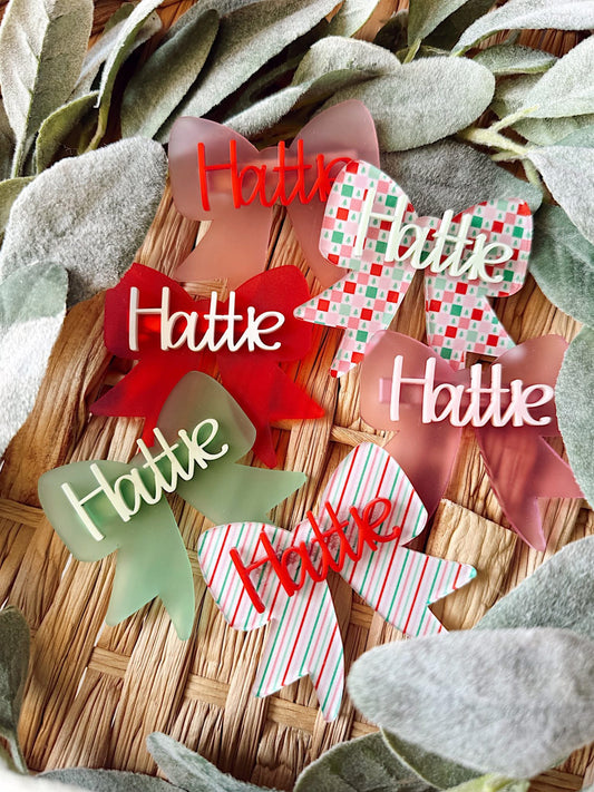 Vintage Christmas Bow Alligator Clips (MOQ 6)