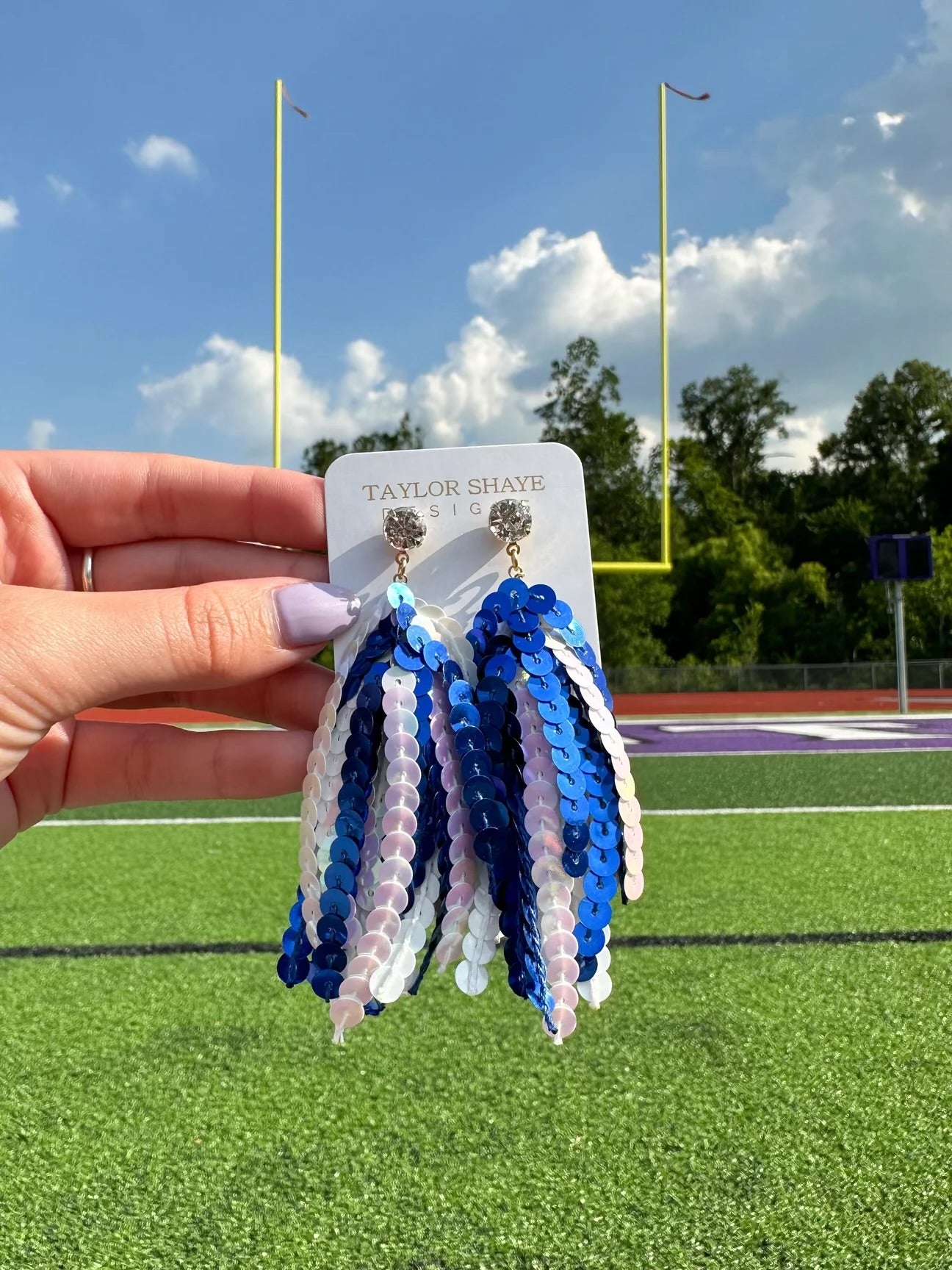 ** PREORDER ** Blue & White Tassels