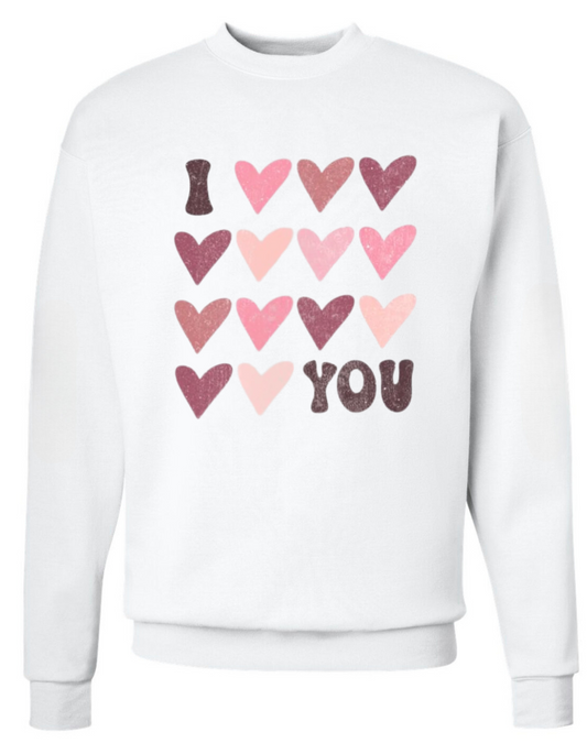 I Love You Hearts Crewneck Sweatshirt