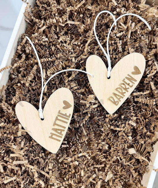 Wooden Heart Basket Tag (MOQ 5)