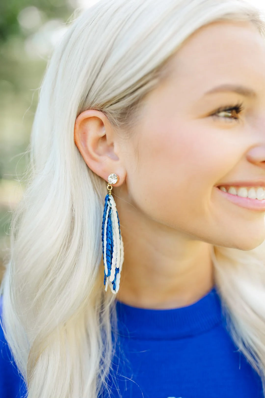 ** PREORDER ** Blue & White Tassels