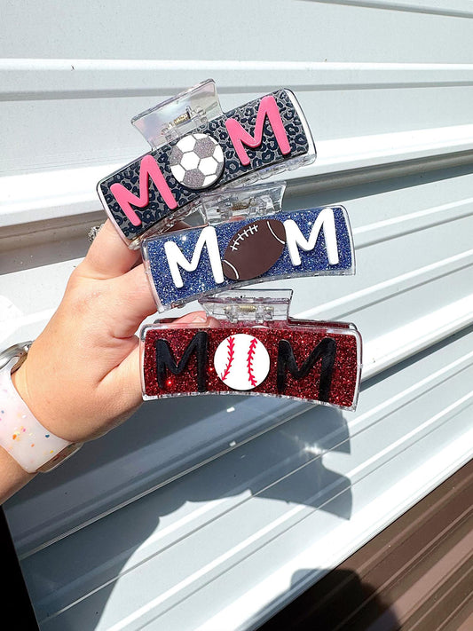 Horizontal Sport Mom Claw Hair Clips (MOQ 4)