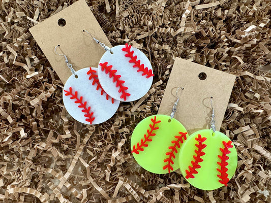 Baseball + Softball Earrings (MOQ 3 Pairs)